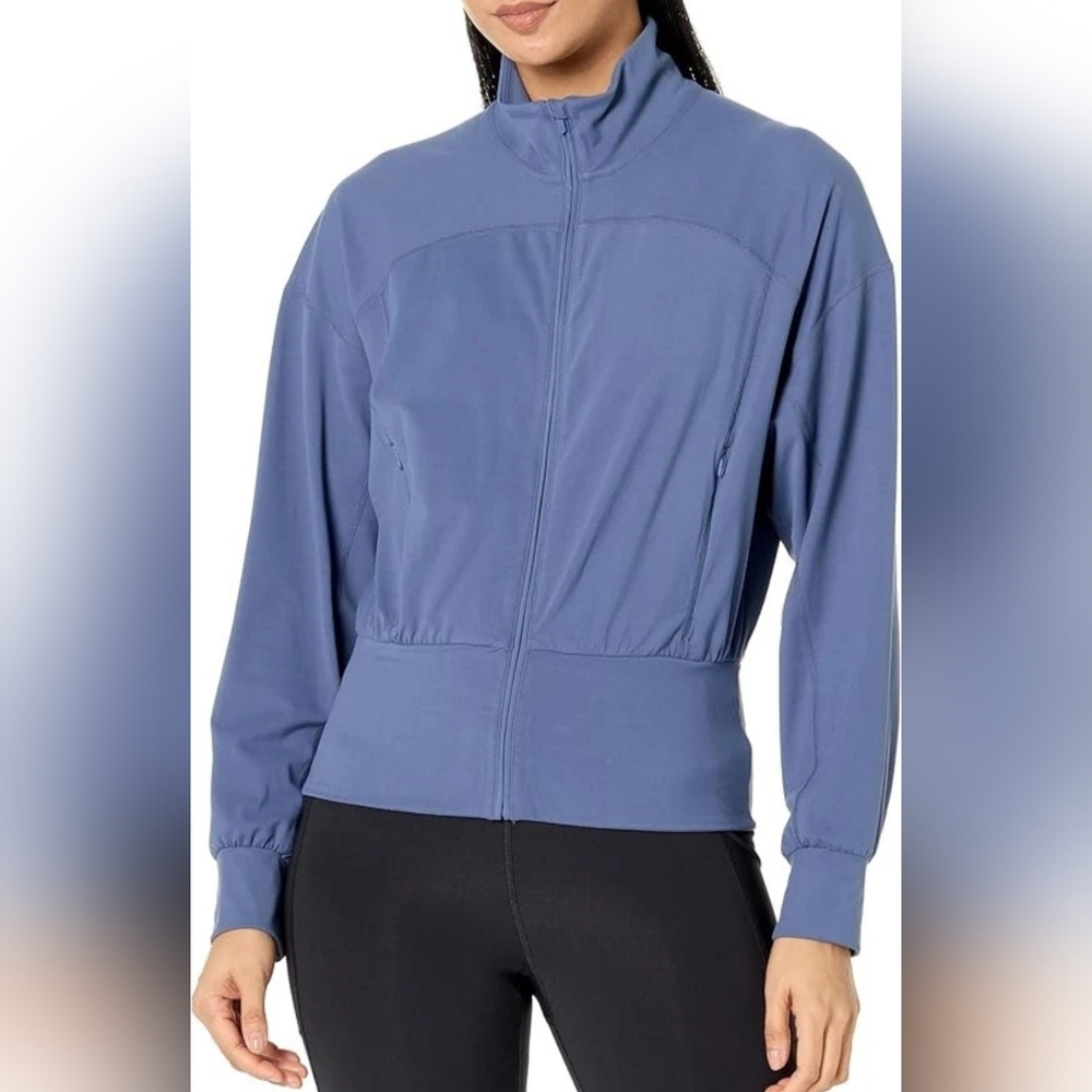 Sweaty Betty Super Soft Blue Bomber Fitted Jacket